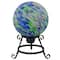 10" Blue and Green Brush Strokes Glass Garden Gazing Ball